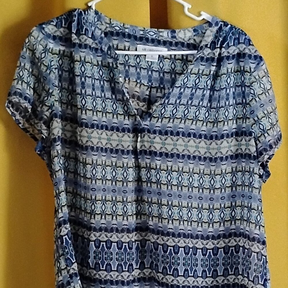 Liz Claiborne multi pattern Polyester top XL